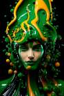 Woman in green. AI Generated. Art Print